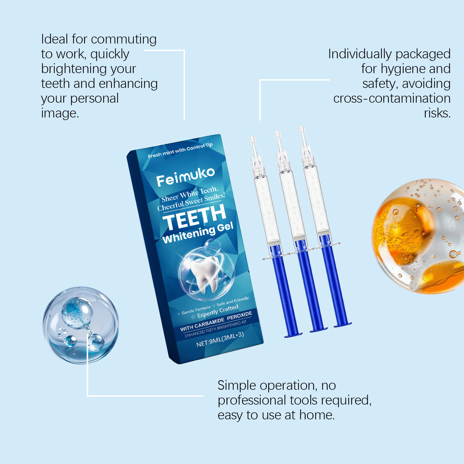 Feimuko Teeth Whitening Gel 3P - đánh giá và giá Teeth Whitening Kit
